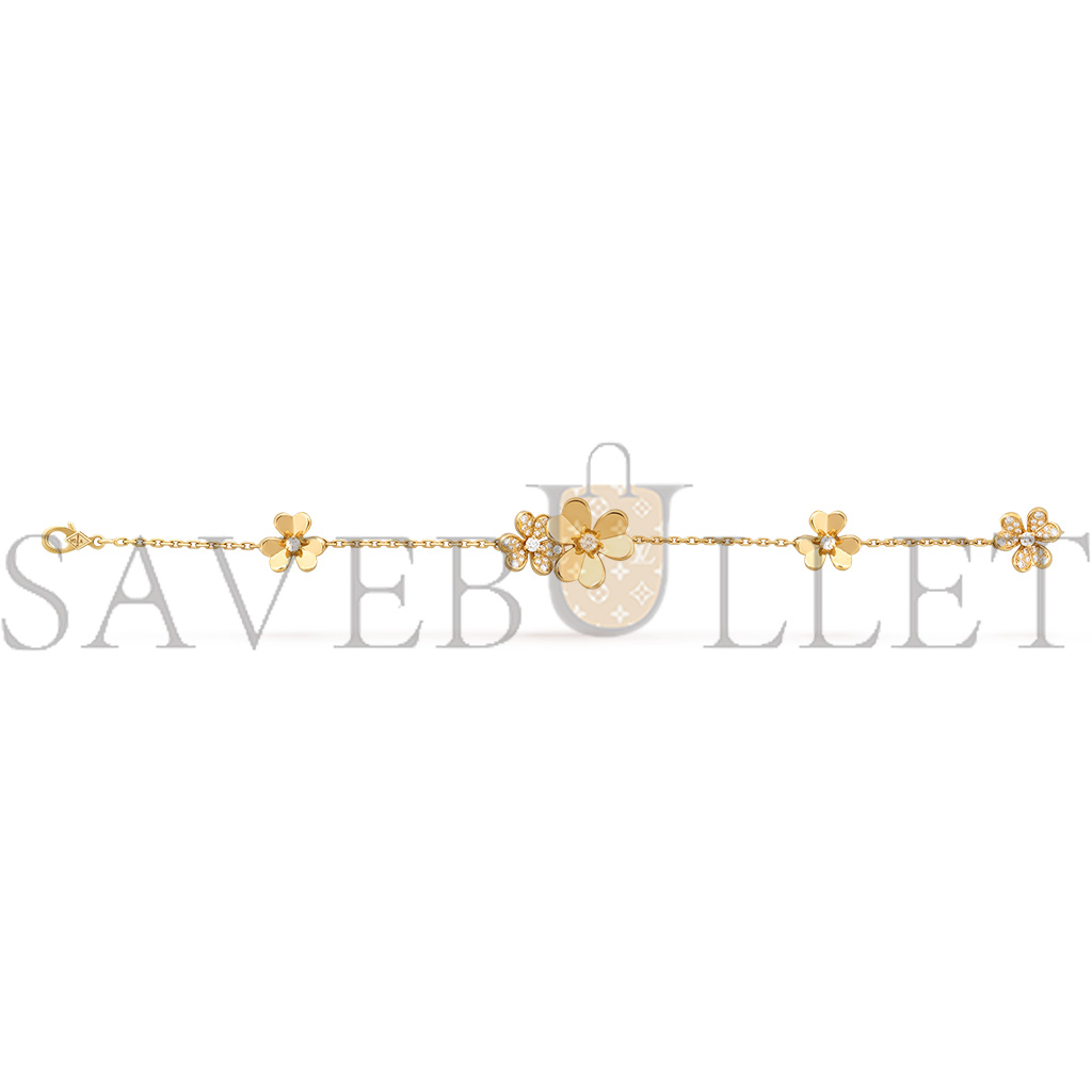 v*n cl*f arpels frivole bracelet, 5 flowers - yellow gold, Di*m*nd vcarp3w400